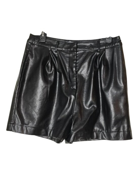moodie Pants - Moodie Womens L Black Faux Leather Shorts Pleated Pockets Edgy Rocker Streetwear